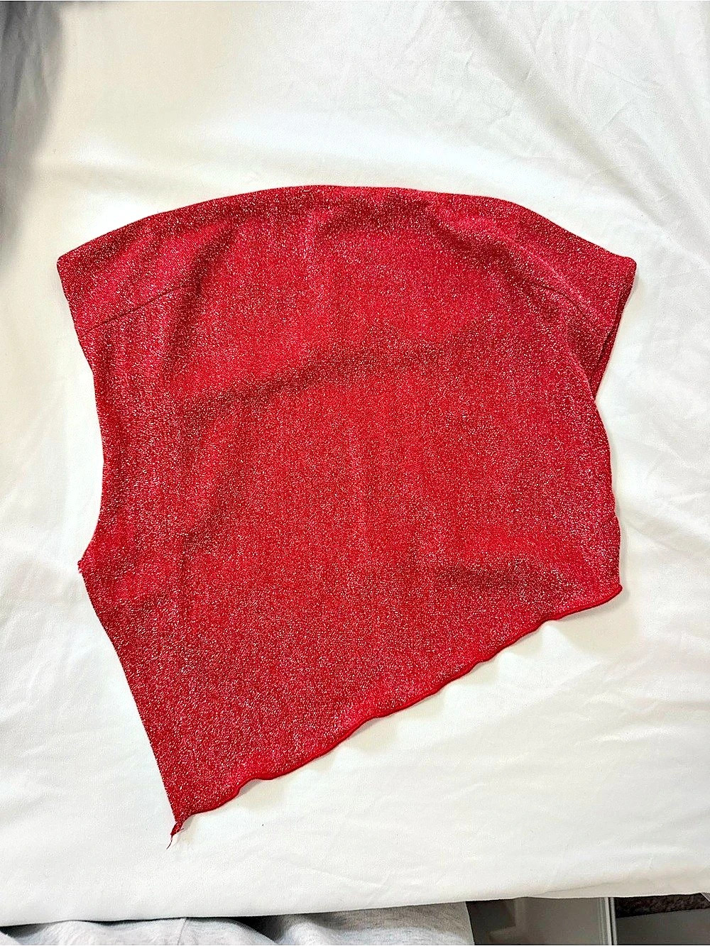 Princess Polly Dessy Strapless Top Red Glitter Size US 4